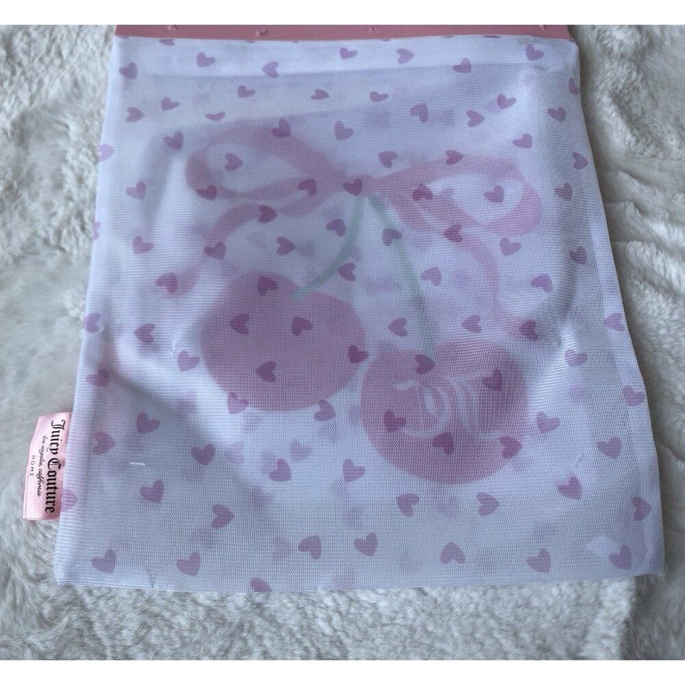 Set Of 3 Juicy Couture Home Pink Mesh Wash Bags Cherries Cherry‎ Bows Hearts NEW - Picture 8 of 15